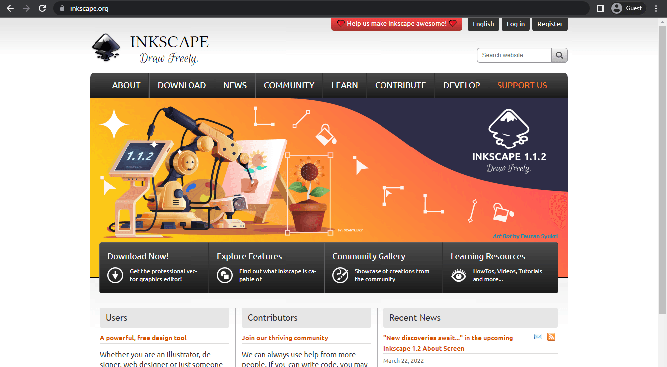 inkscape landing page