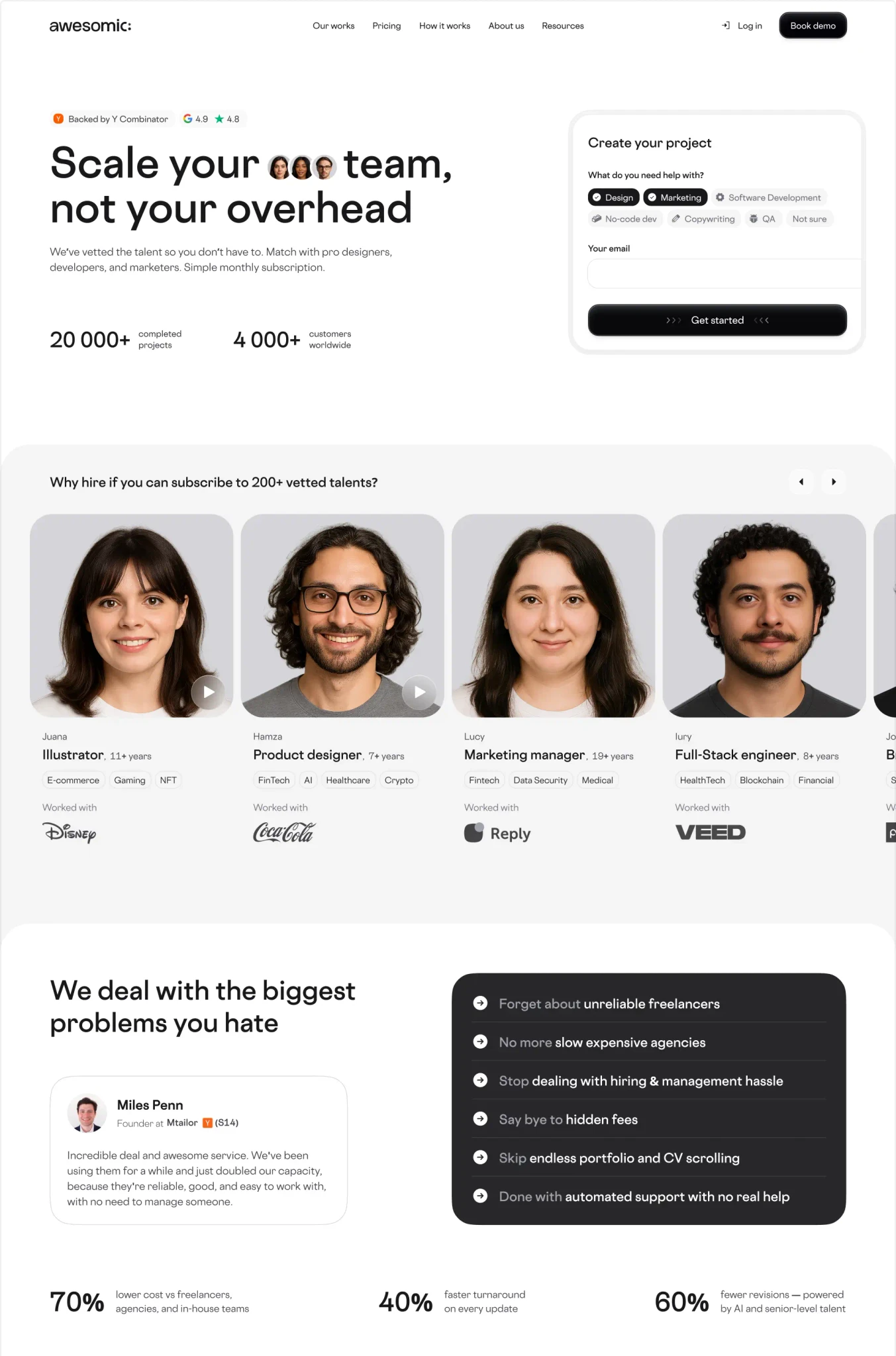 Awesomic new website home page close look