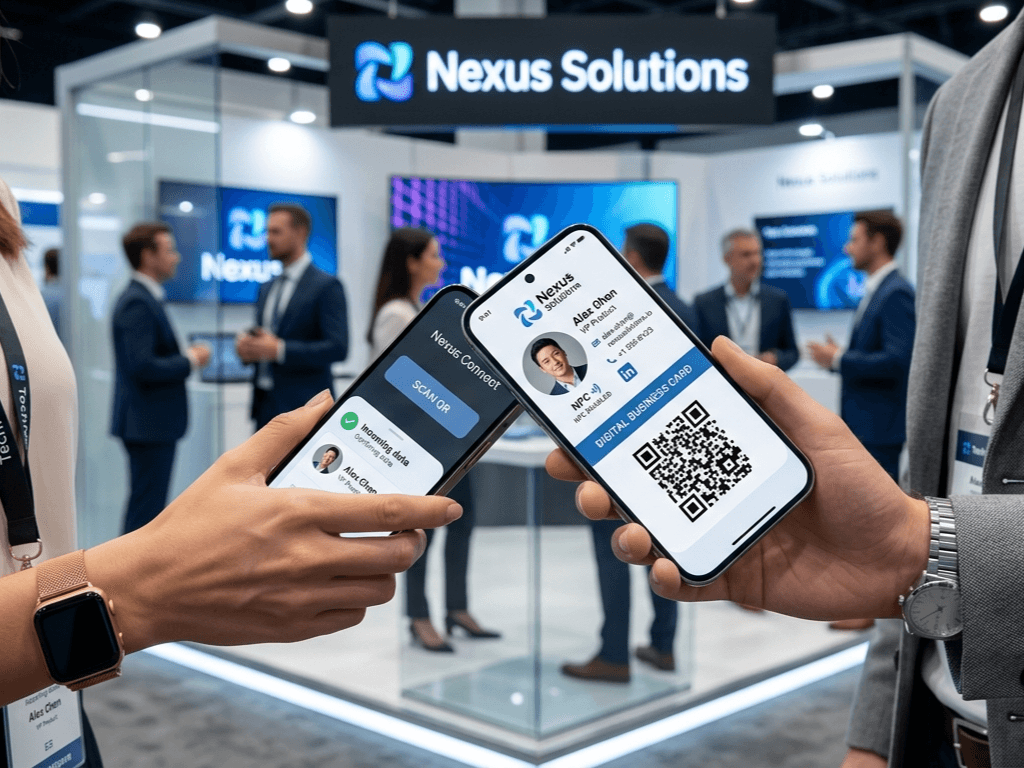 Digital business card sharing using NFC and QR code for professional networking