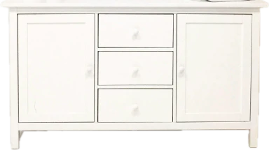 Chalk white painted cabinet with drawers