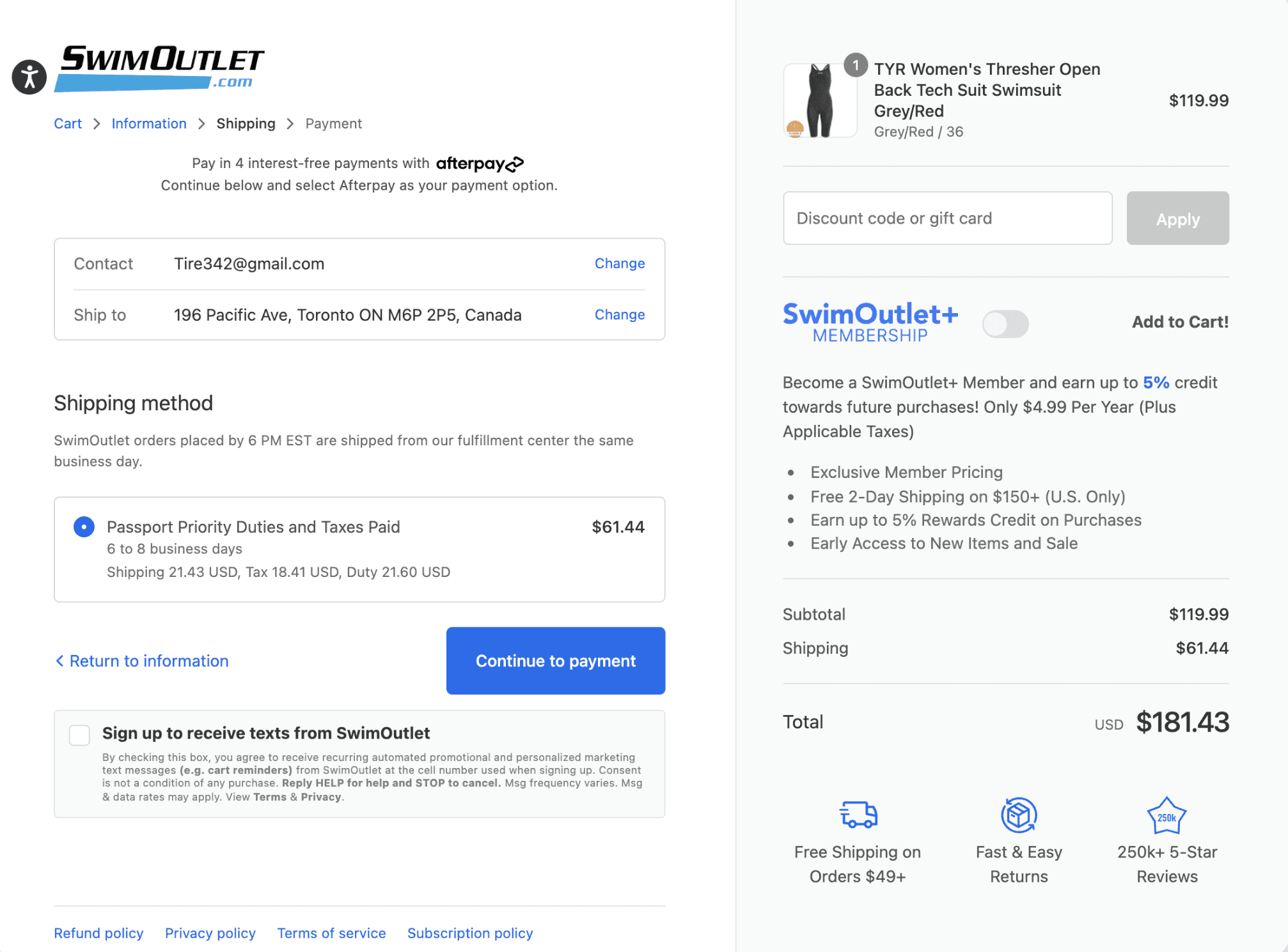 Borderfree example screenshot