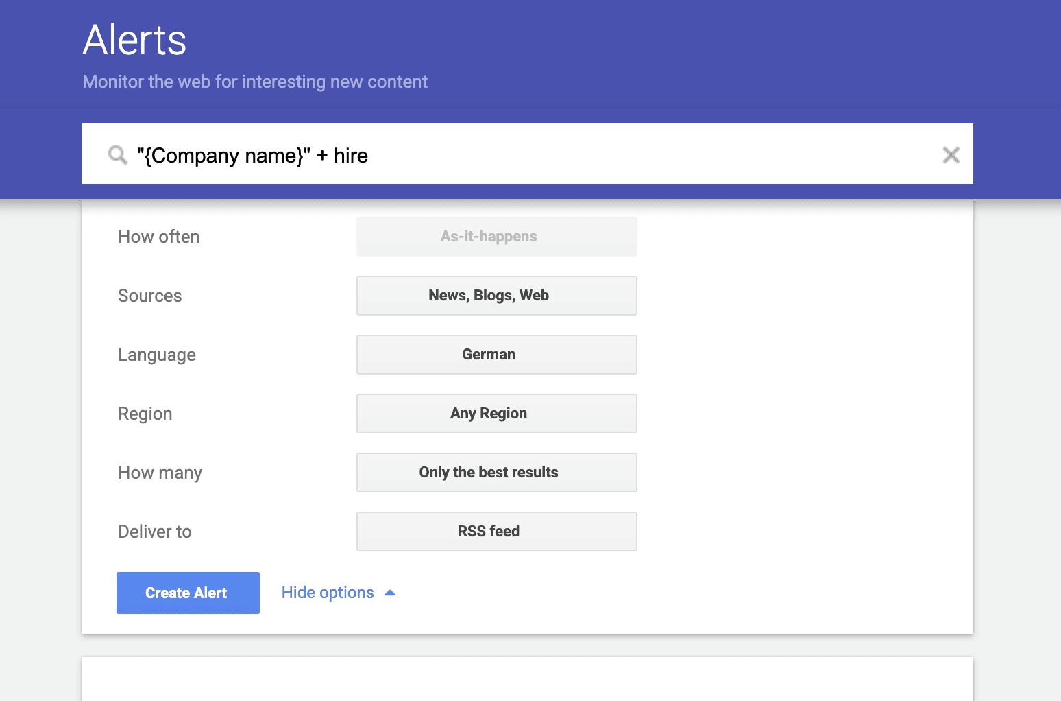 Google Alerts for Sales