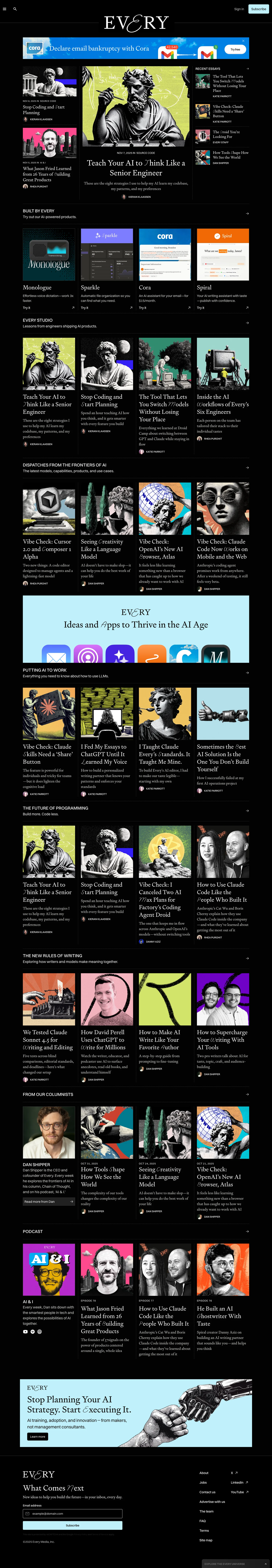 Every is a platform that curates personalized content and resources to help you live a more fulfilling life.