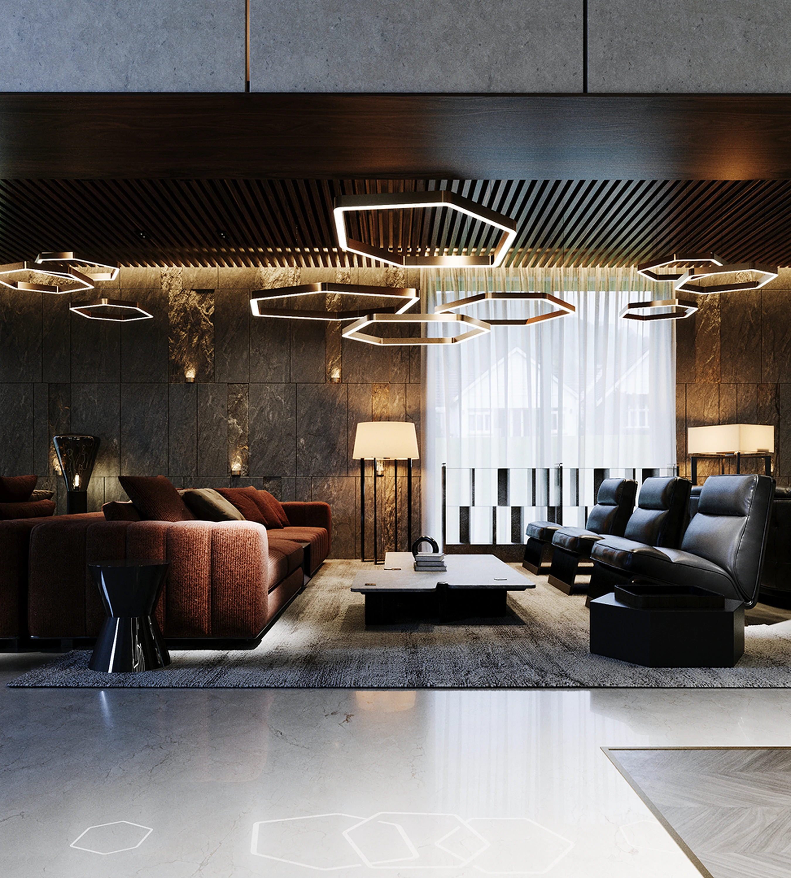 Détail — texture de pierre bleue adoucie avec lumière rasante.