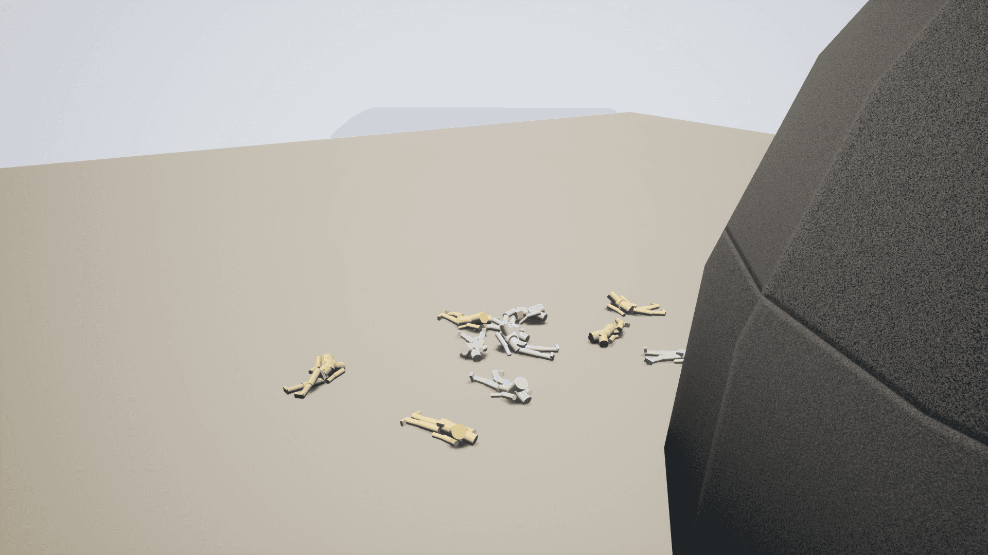 Box3D ragdoll pile demo: articulated bodies settling