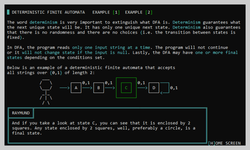 DFA page of the tutorial