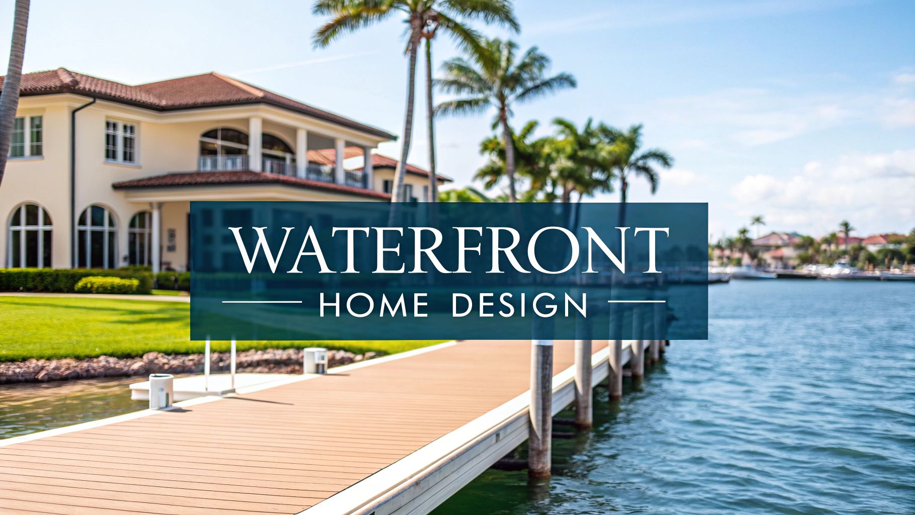 a large dock and home on the water