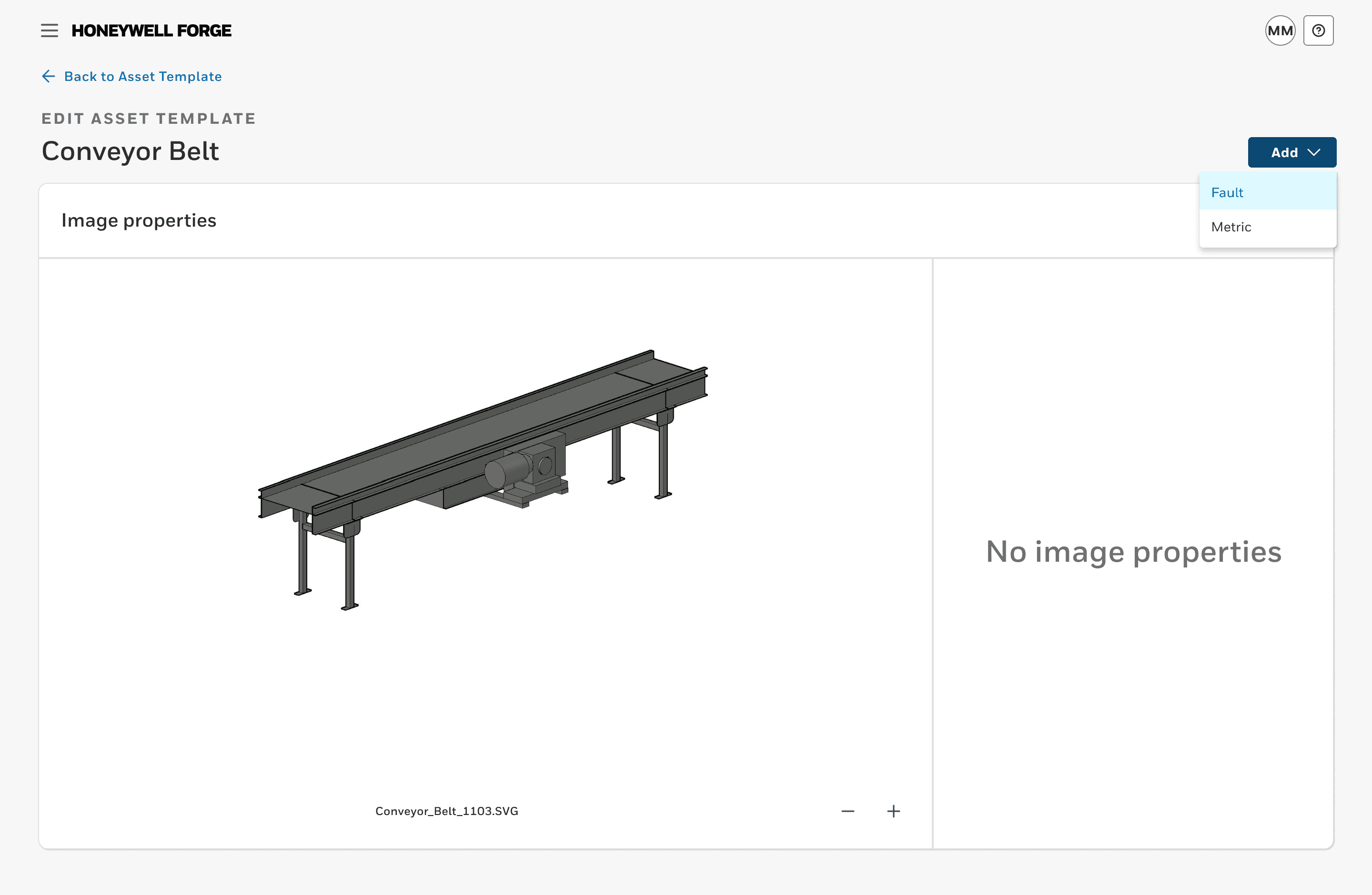 Mid-fidelity design of the image properties with no image properties on a full-page