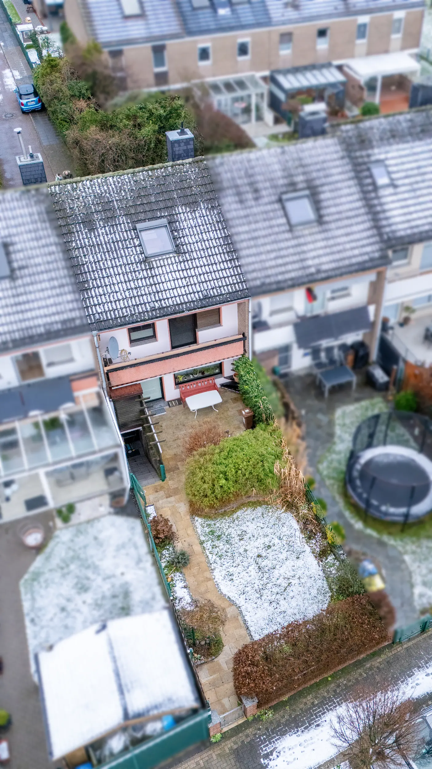 Luftaufnahme Rückseite Reihenmittelhaus mit Garten Raesfeld