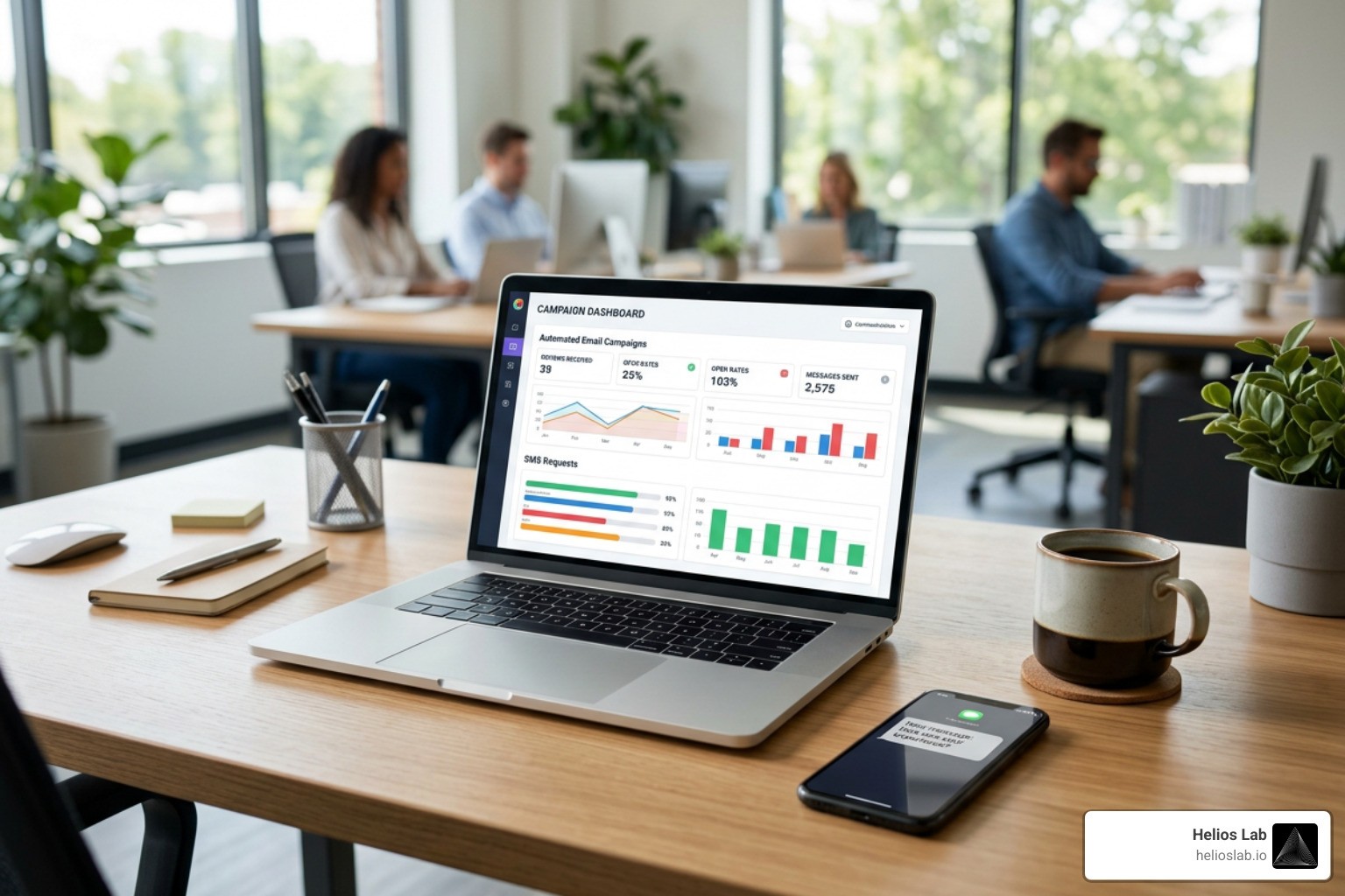 Automated review request email and SMS campaign dashboard