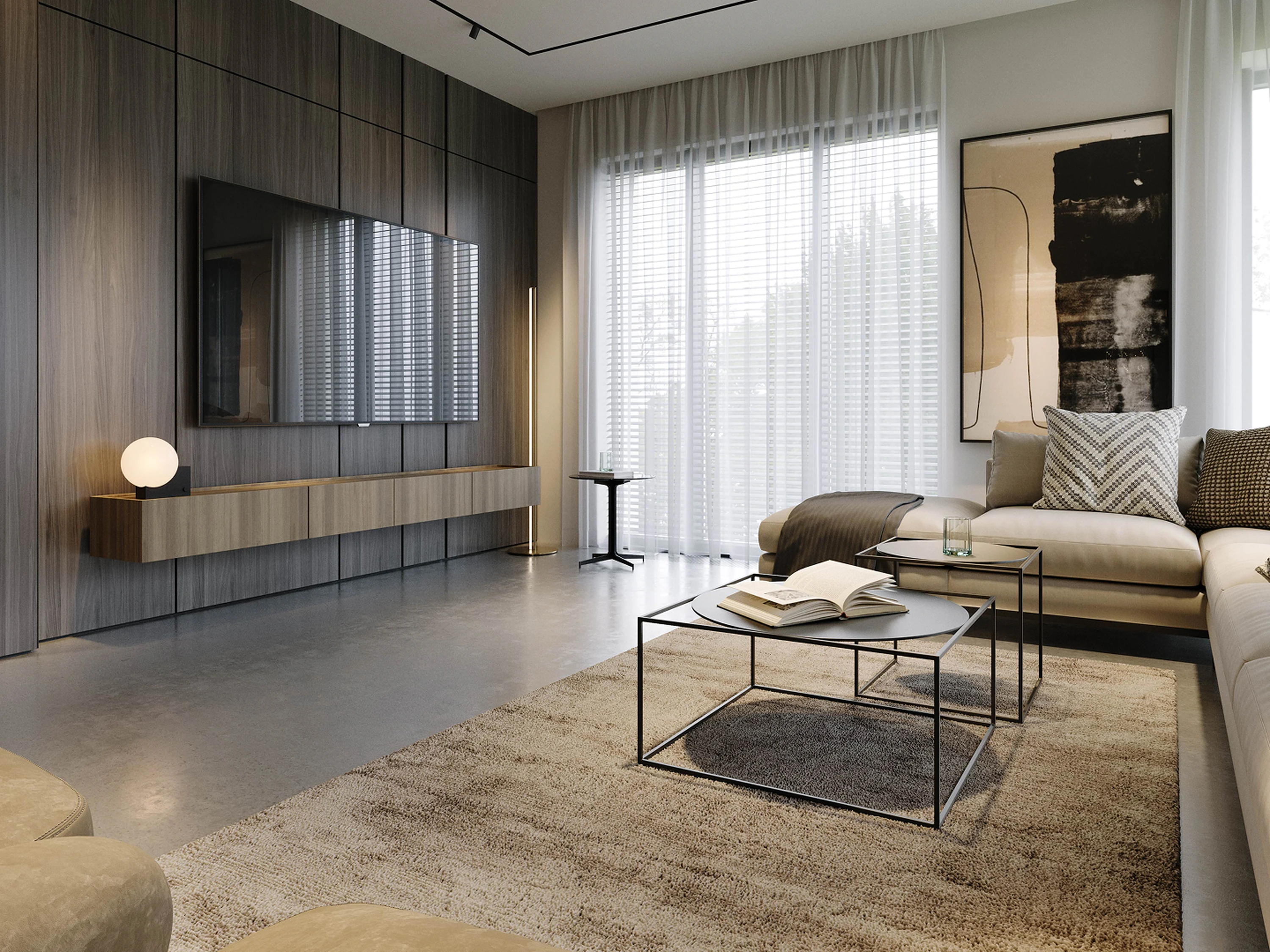 Cuisine — coin cuisson avec hotte discrète.