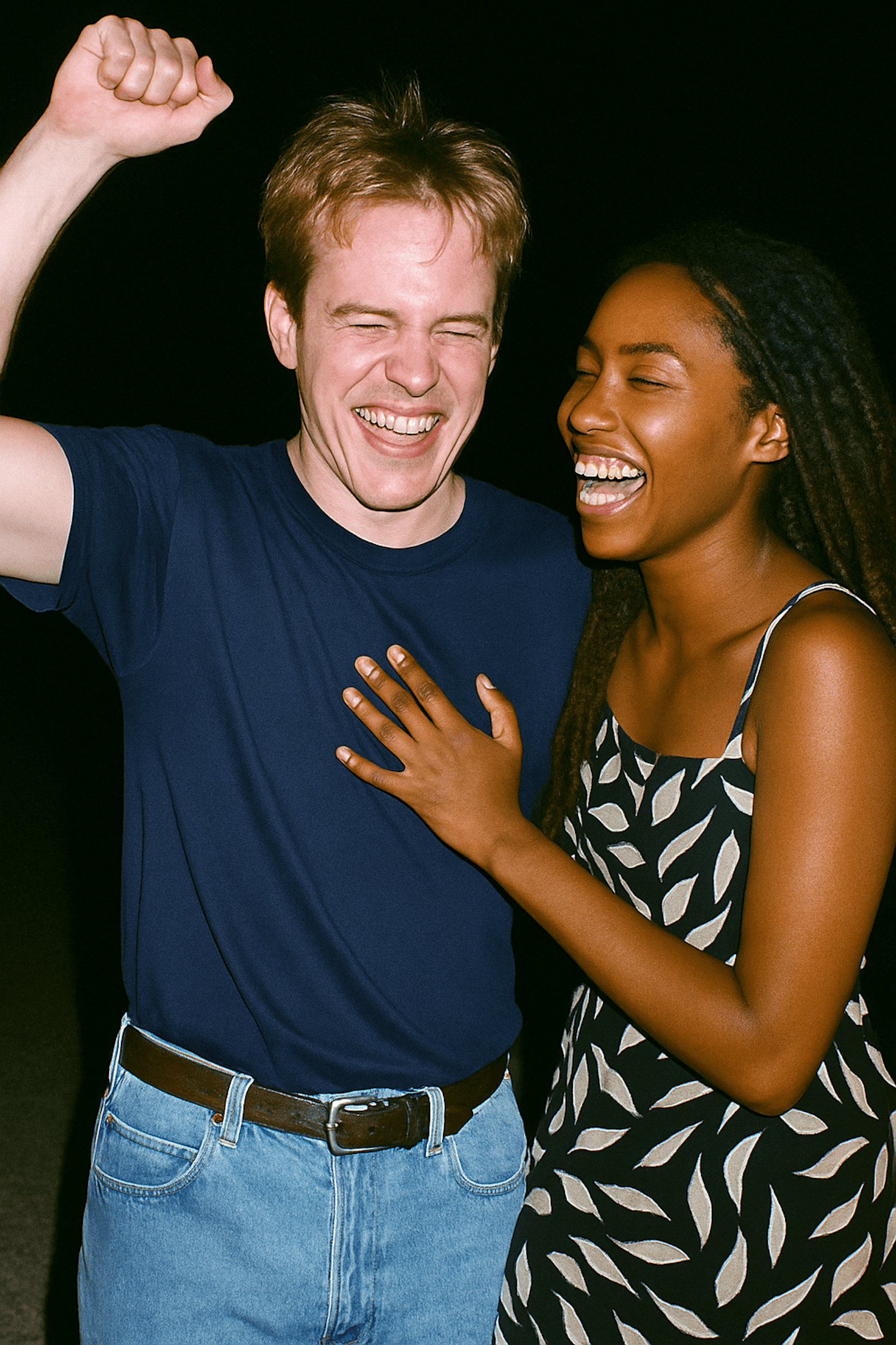 A couple laughing