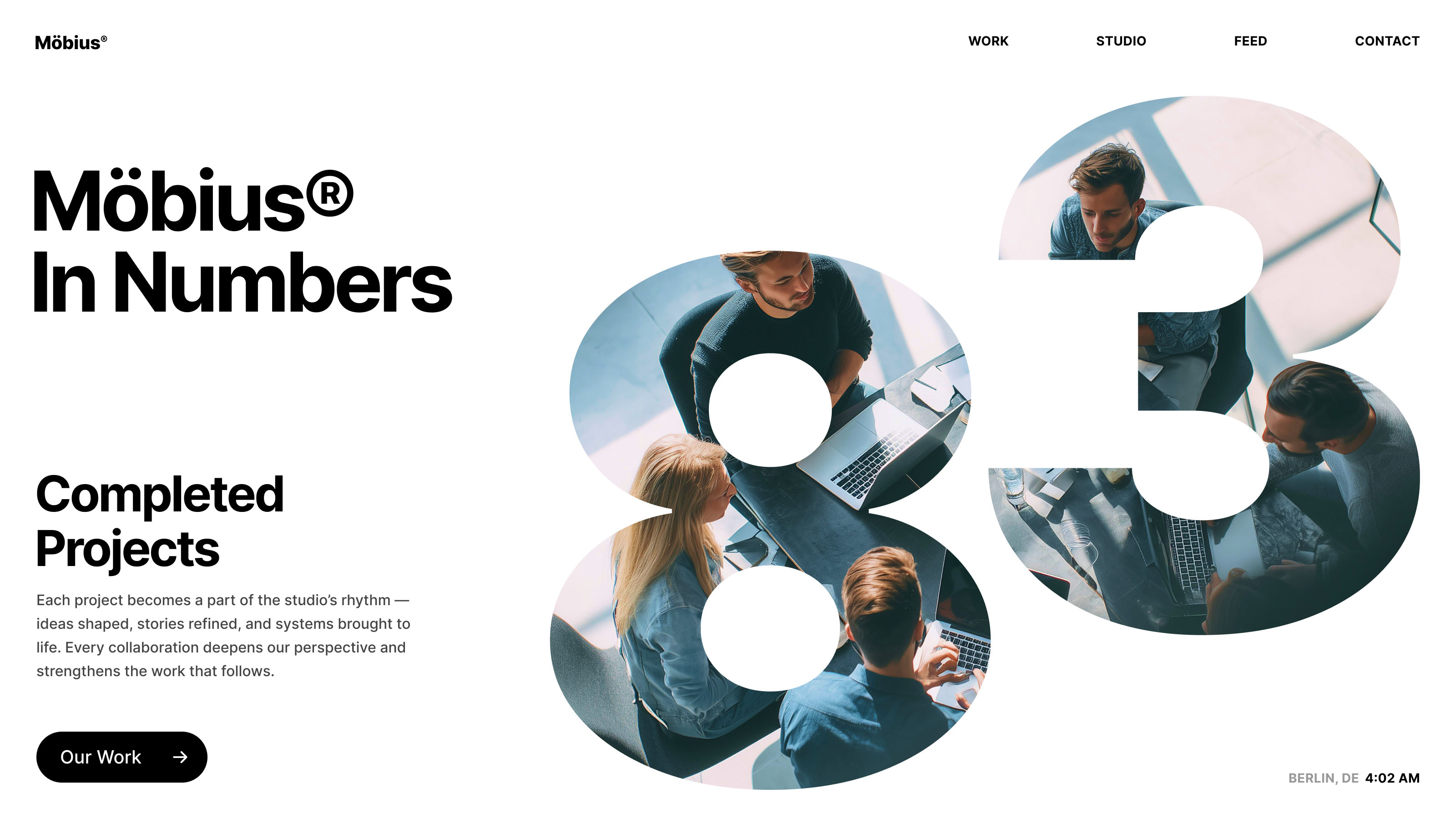 Möbius bold Framer template for designers and creatives