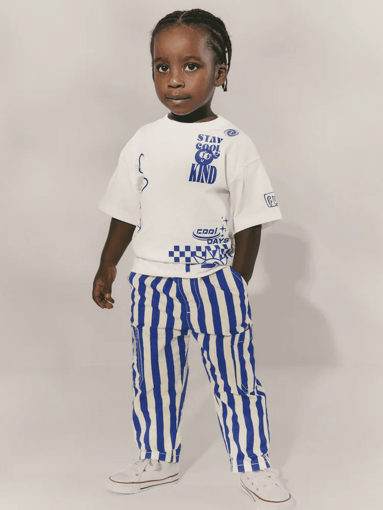 Tiny Dudes - Next - Blue/White Stripe Side Pocket Pull On Trousers (3mths-7yrs) Now €9 - €11