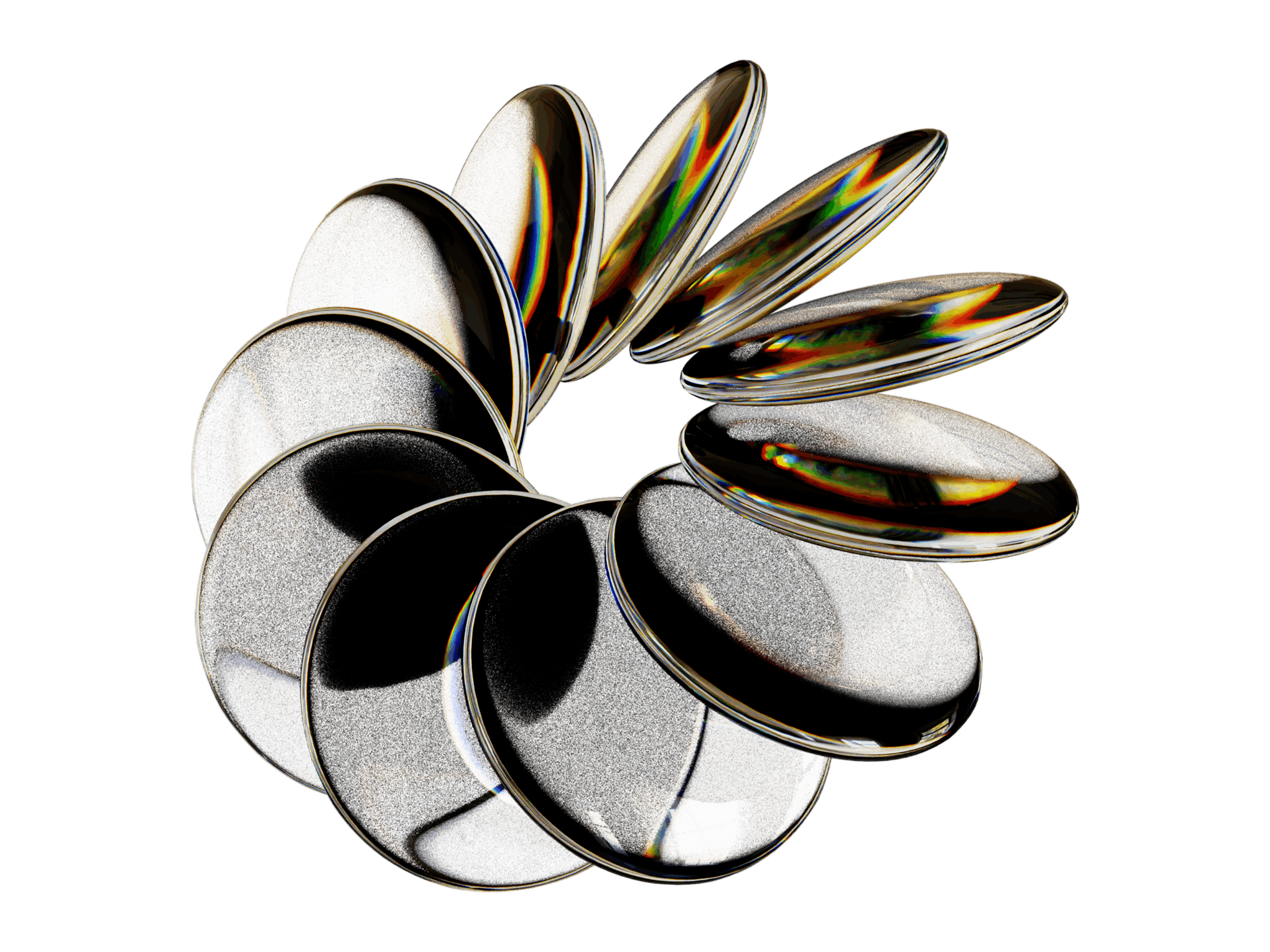 Grey metallic flower shaped object