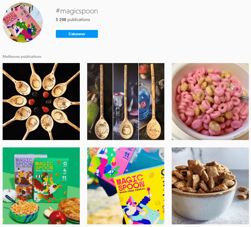 Page du hashtag #magicspoon sur Instagram et ses meilleures publications