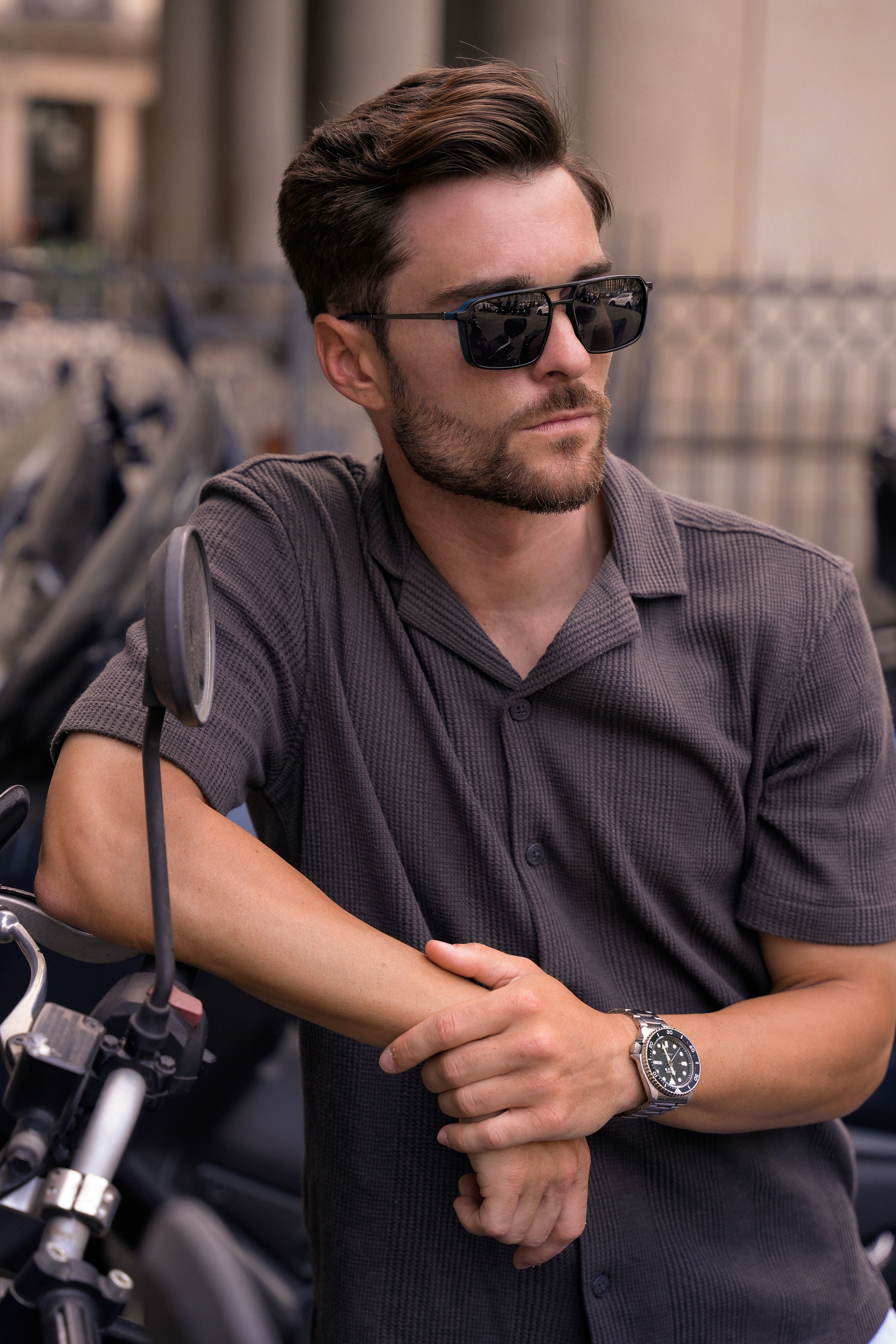 Close-up of lush, dark green leaves, some glossy and wet, against a muted background.