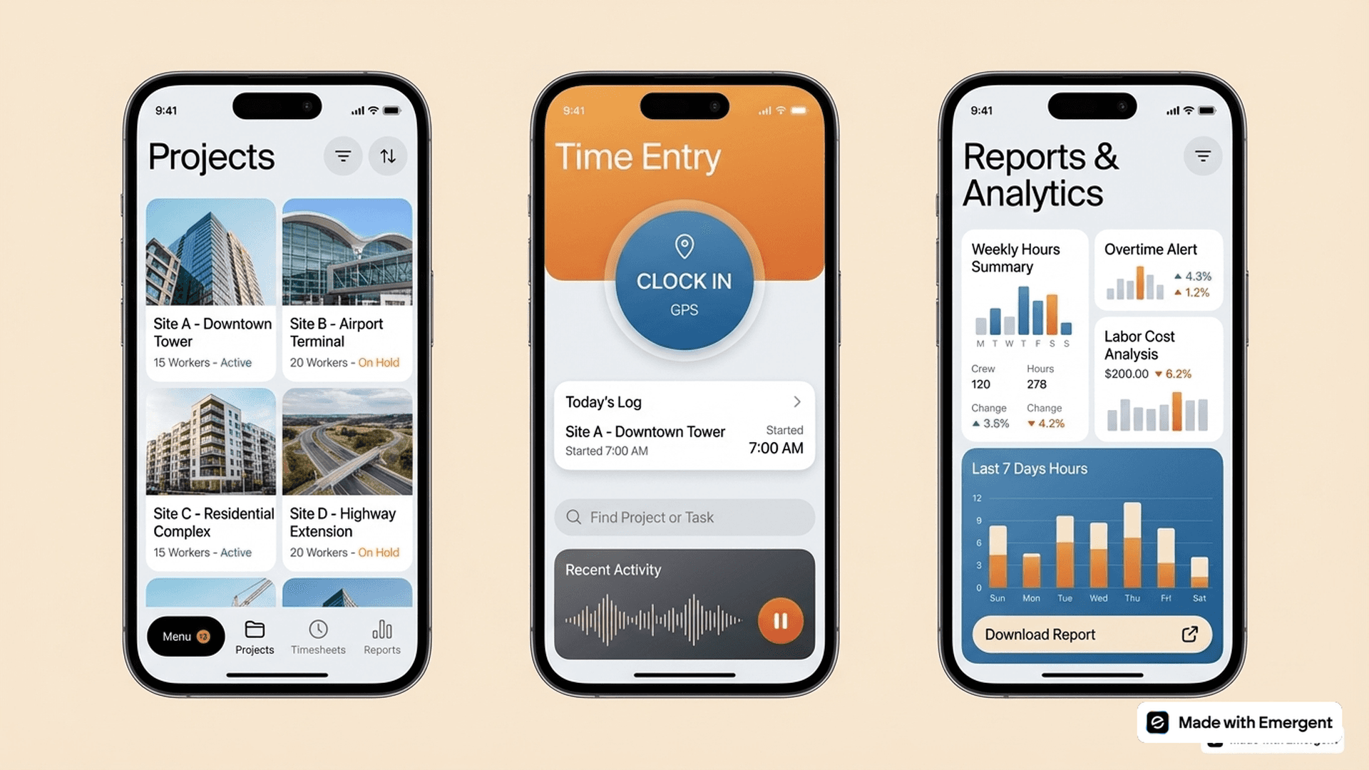 Construction Employee Time Tracking App Made With Emergent