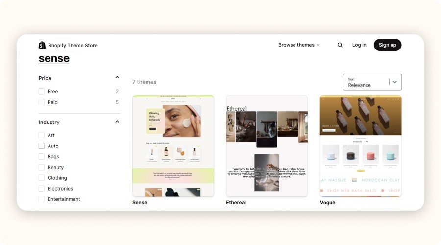 Shopify Sense theme
