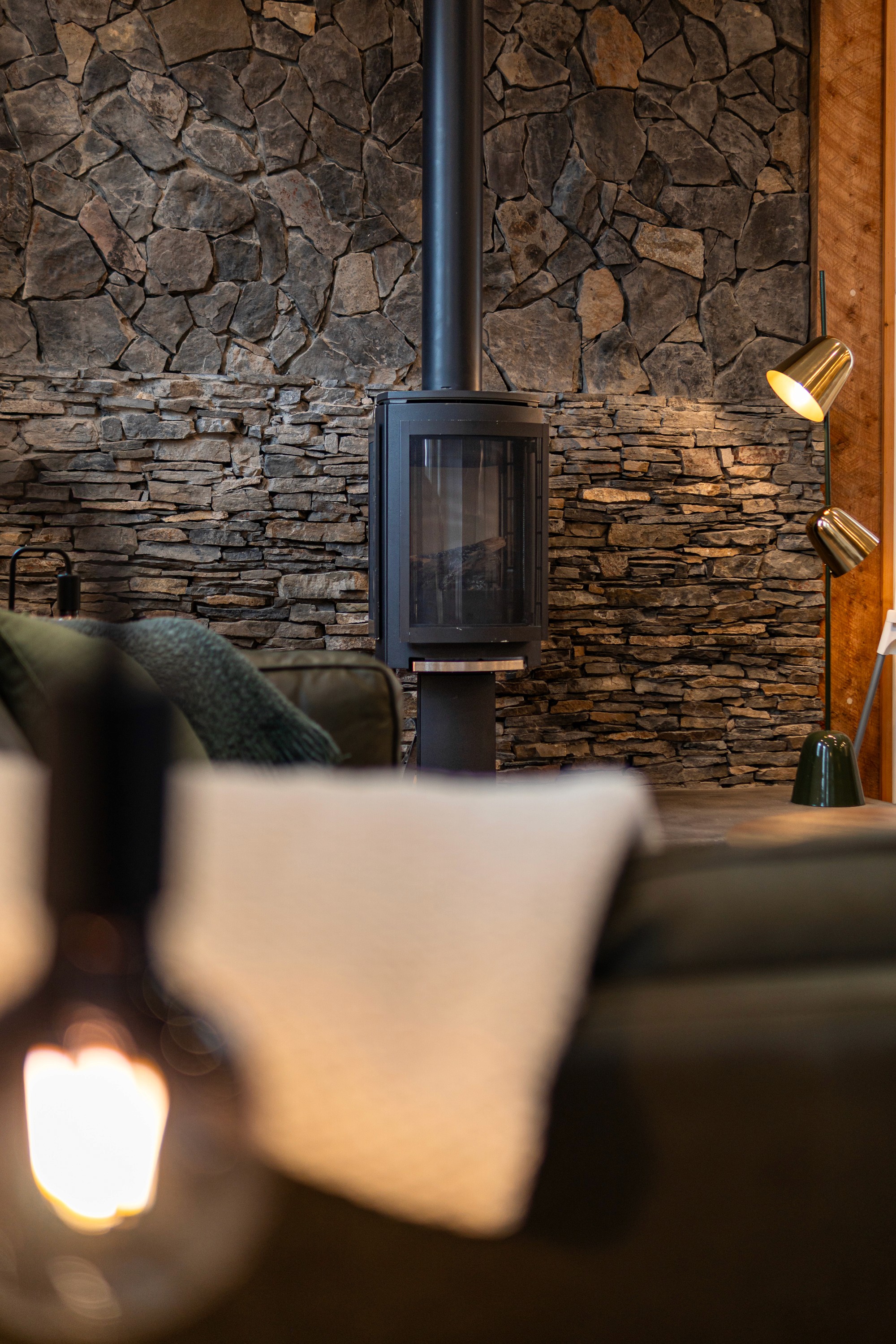 Brick and Timber fireplace detail hospitality photography
