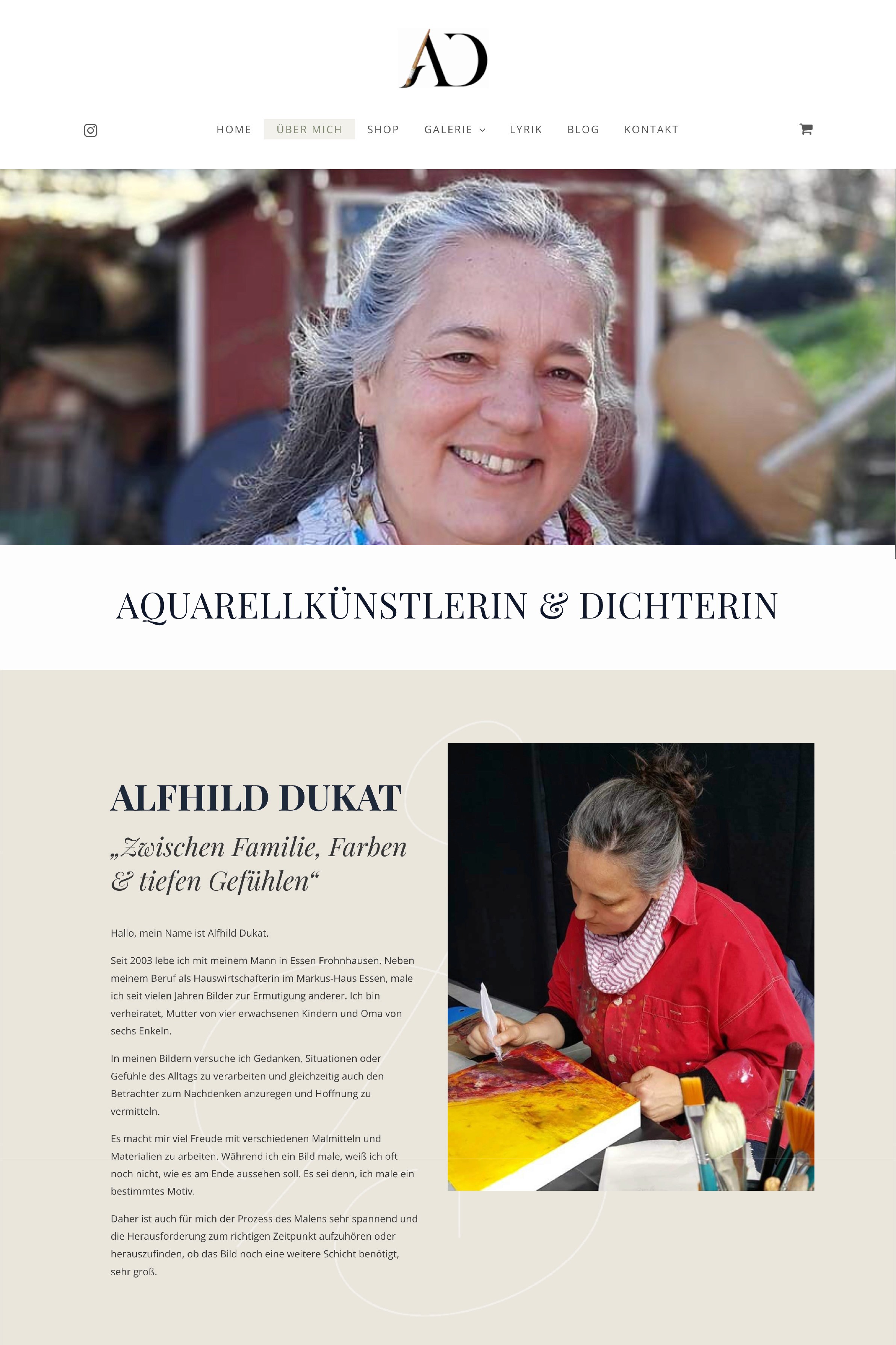 Über-mich-Seite von Alfhild Dukat´s Website