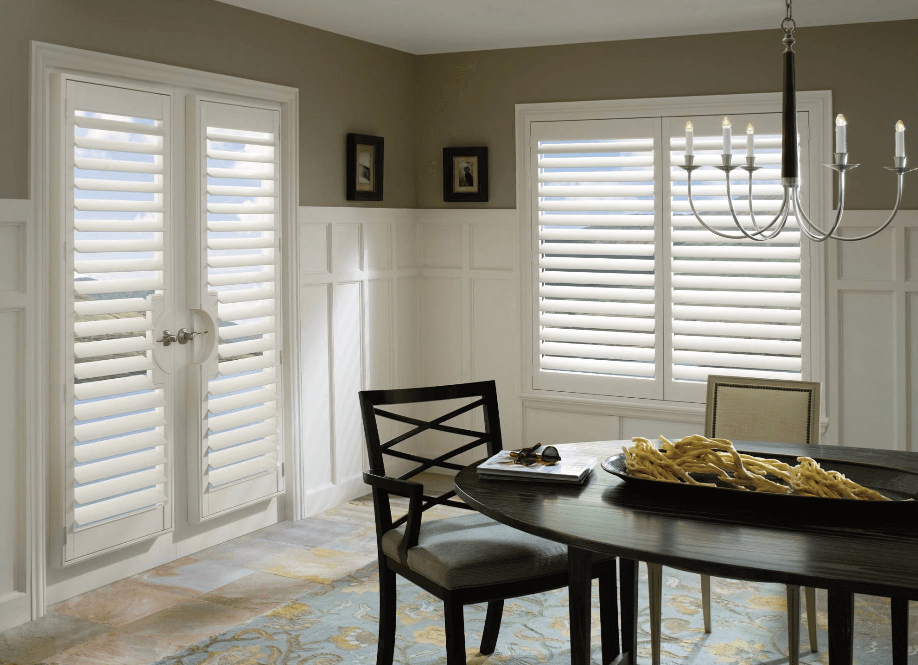 Palm Beach Polysatin shutters on French Doors