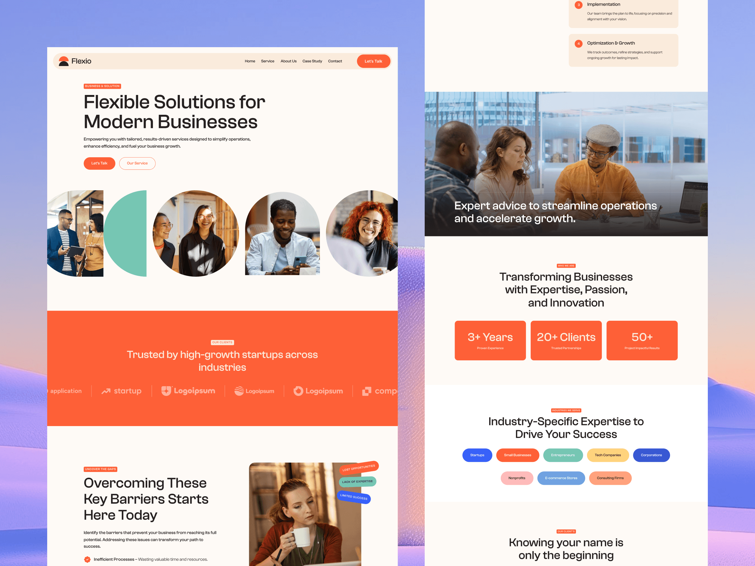 Flexio landing page