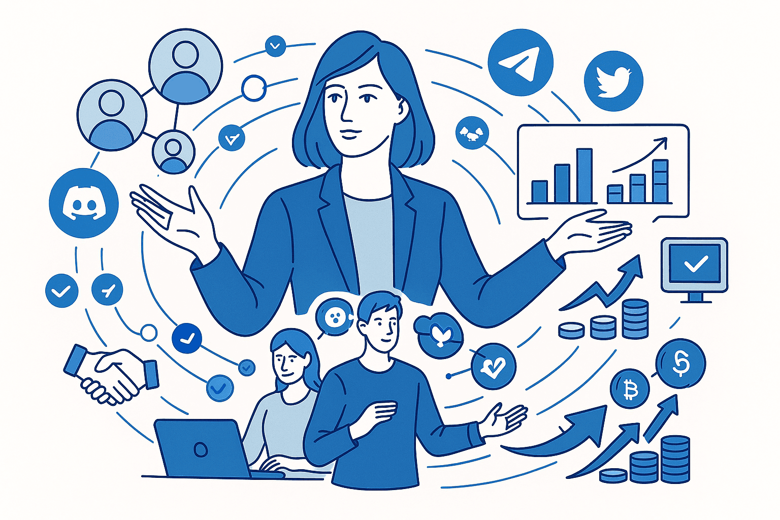 Illustration that represents the process and right approach of doing Web3 KOL marketing 