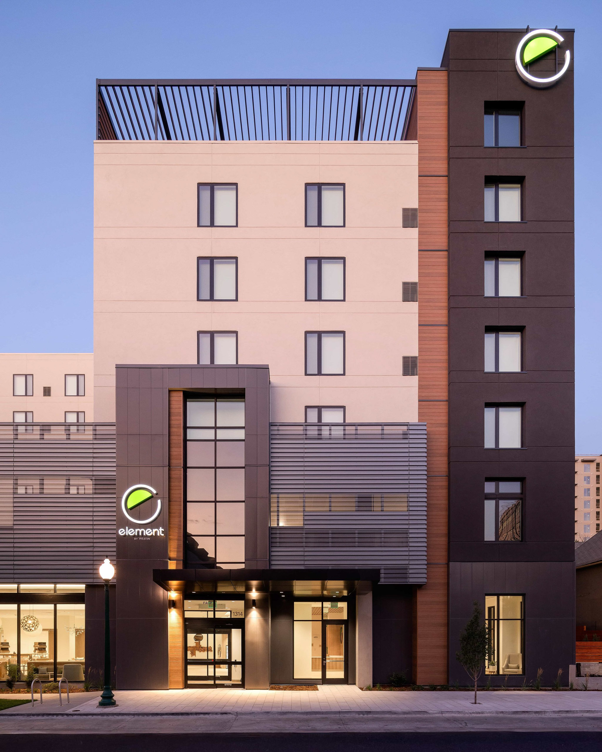 Element hotel, modern architecture with logo