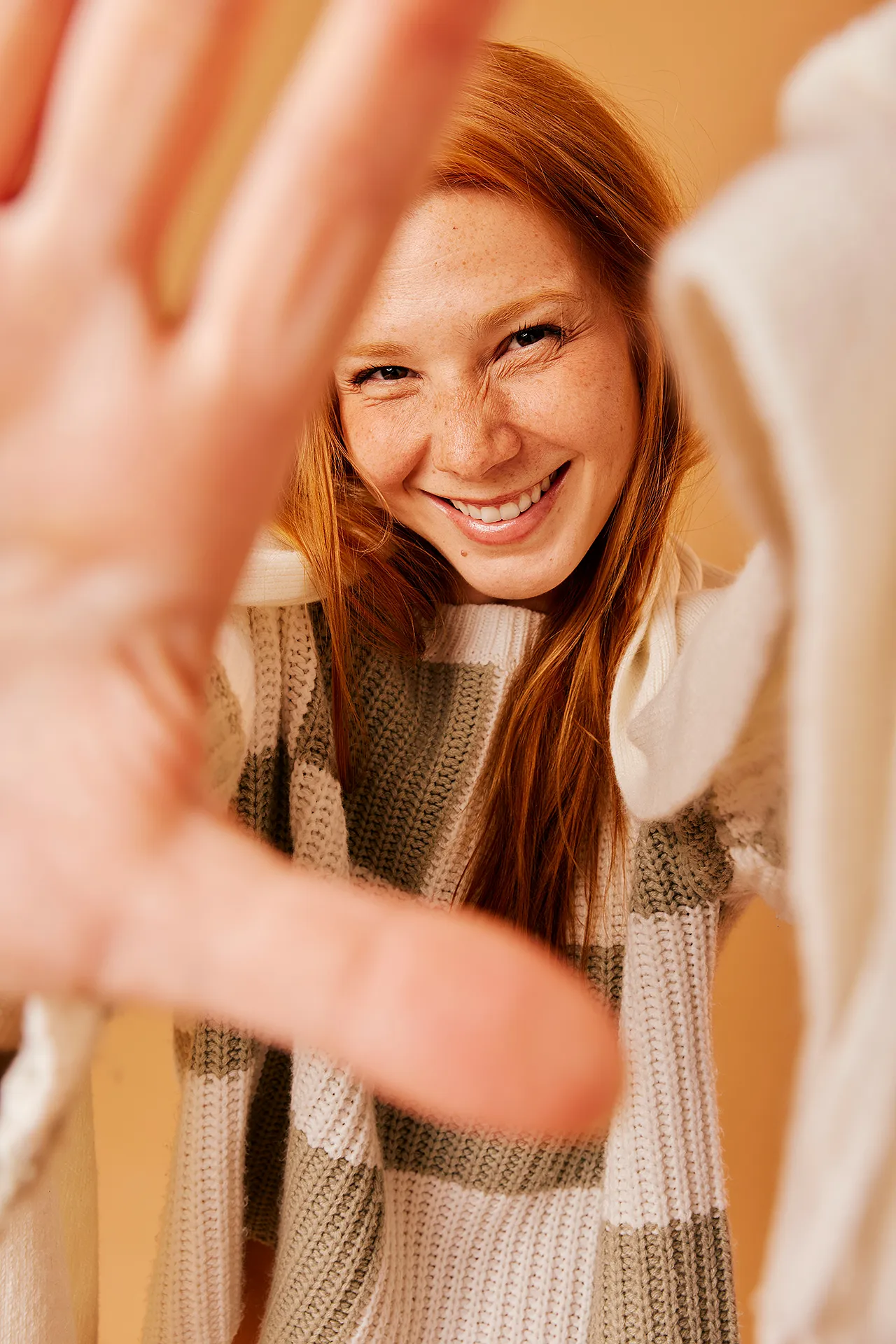 Happy woman smiling, brand image