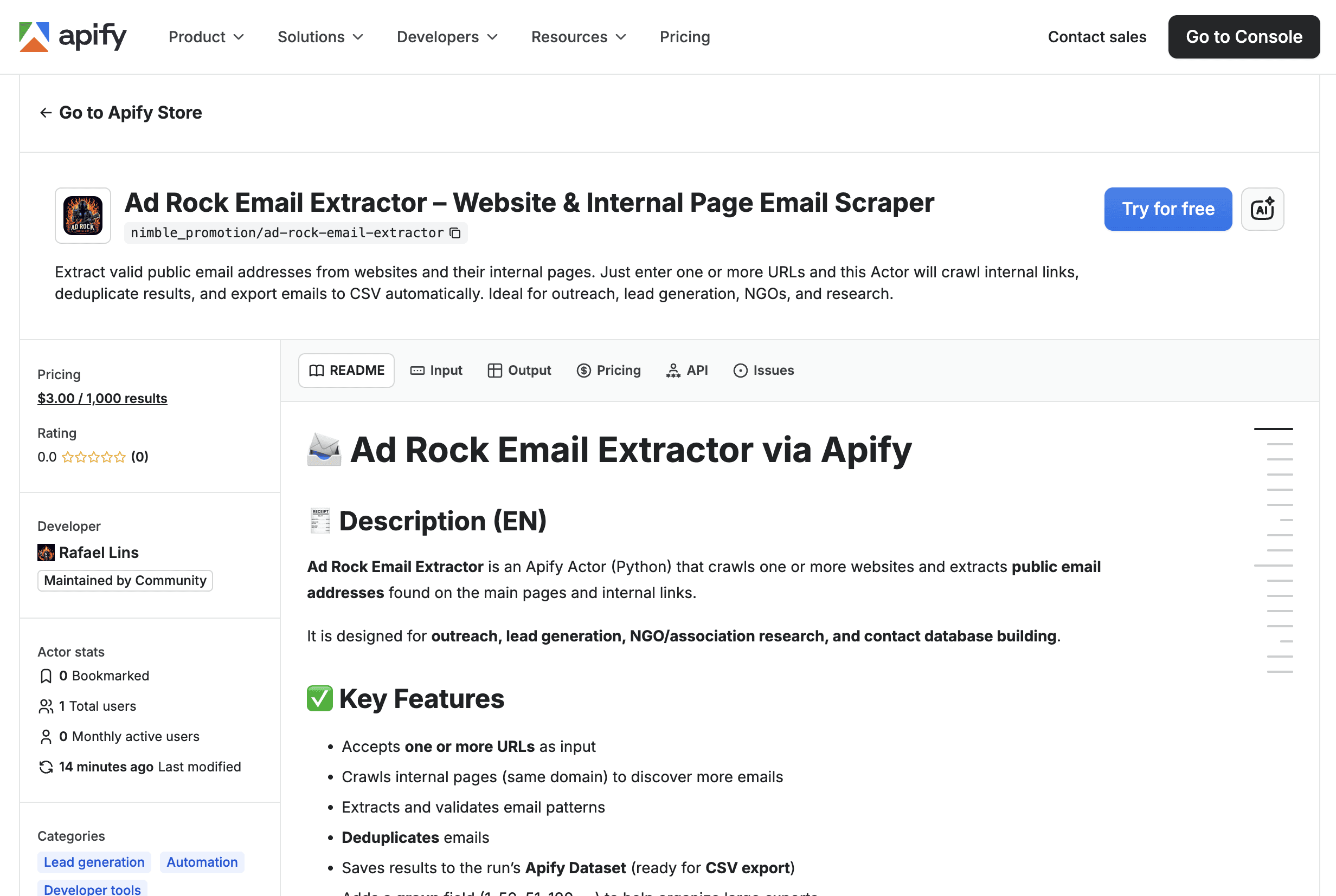 Apify Screen Ad Rock Email Extractor