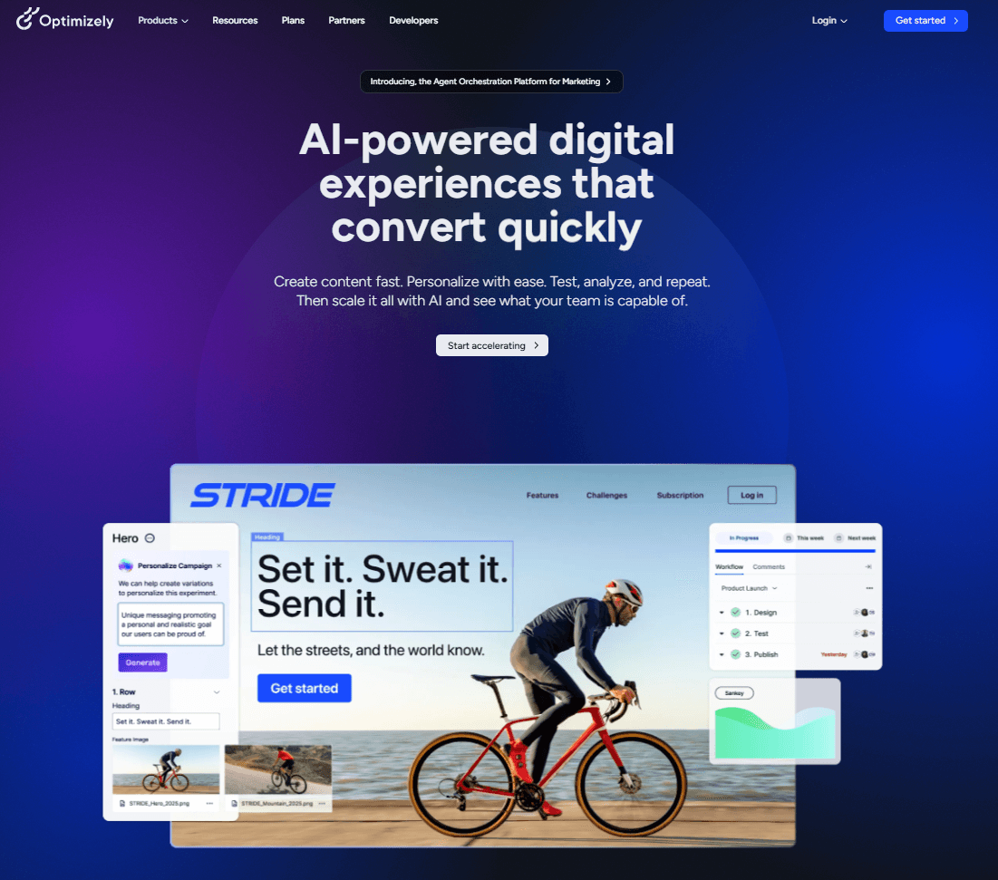 Optimizely Dashboard Screen shot