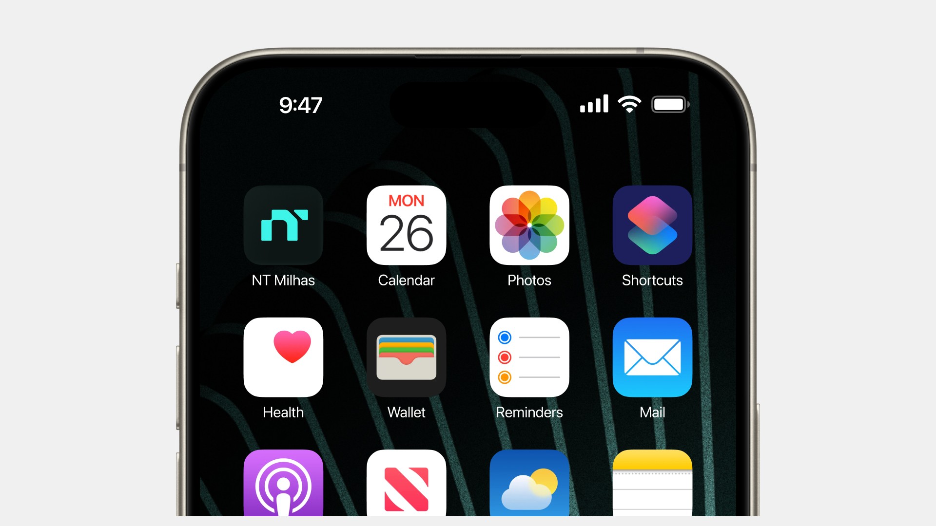Tela inicial de iPhone com o ícone do aplicativo da marca entre outros apps nativos.
