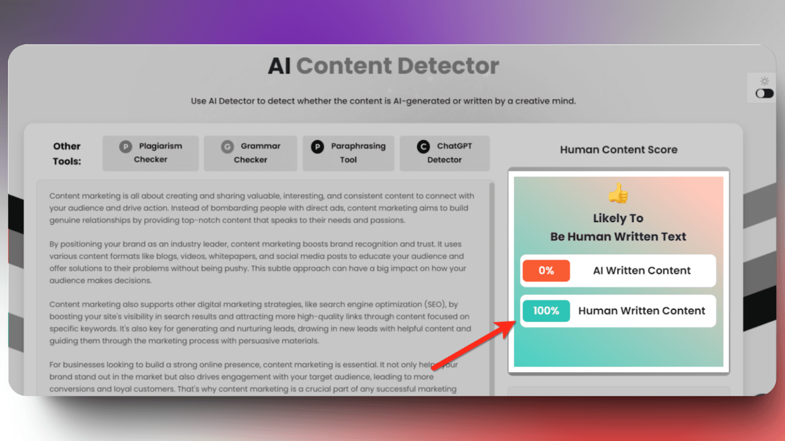 GrammarlyGO - Human content score