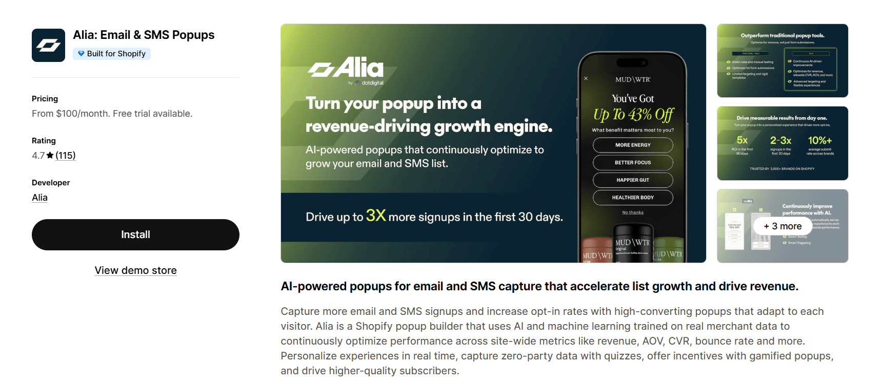 Alia: Email & SMS Popups