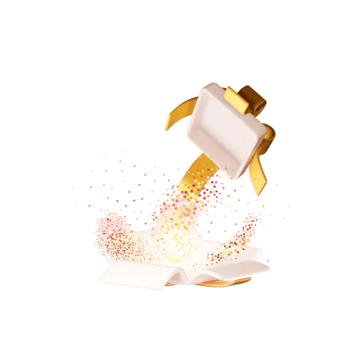 مطرقة تصطدم بالخلفية السوداء مع جزيئات وحطام تطير في كل مكان في رسم توضيحي بالأبيض والأسود.