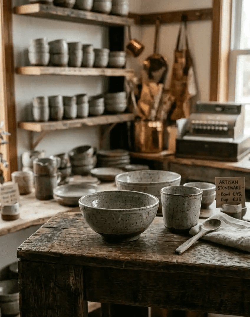 Ceramics in a shop for ecommerce site in Kenmare, Co. Kerry freelance web design