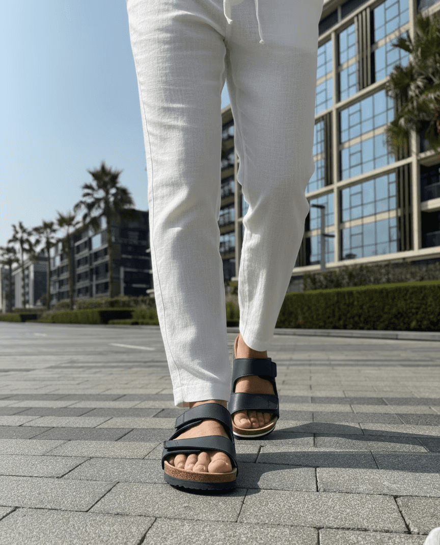 Smiling young woman with long hair standing against a dark green background, holding a finger to her chin.