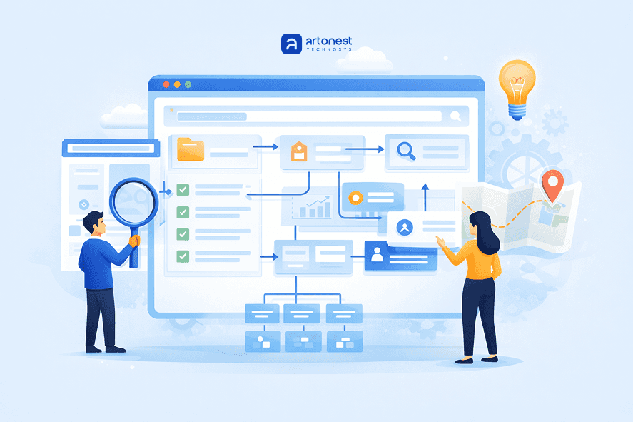 Structured UI navigation and information architecture layout by Artonest
