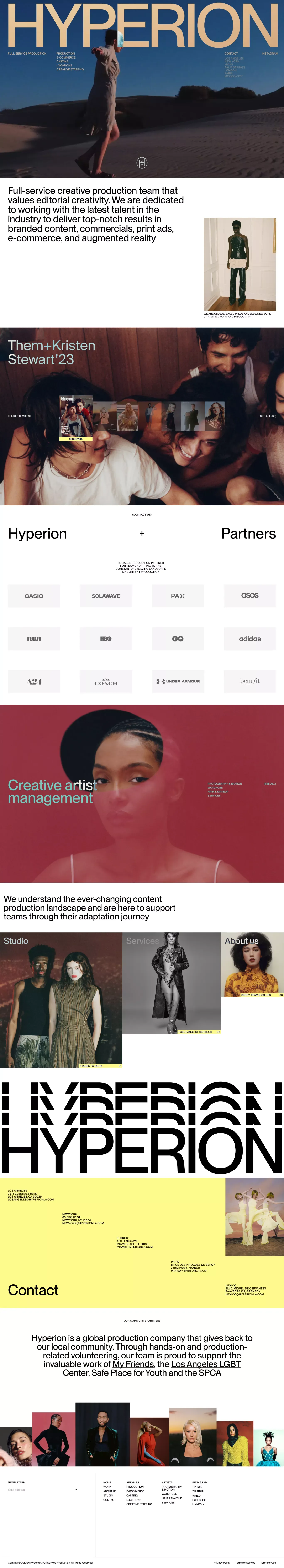 Hyperion portfolio page screenshot showcasing Advertising and Photography design