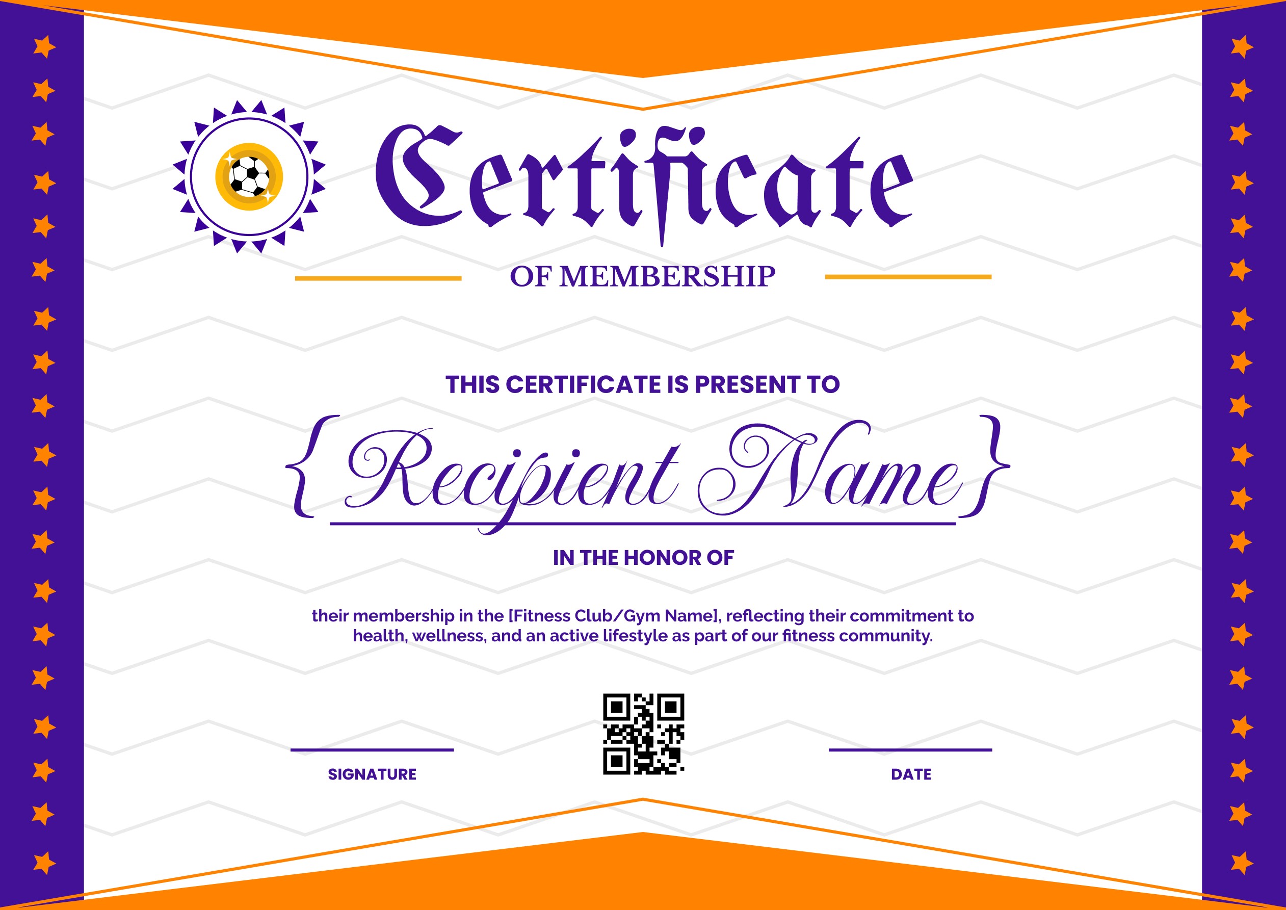 Wauld - Modern and stylish fitness membership certificate template