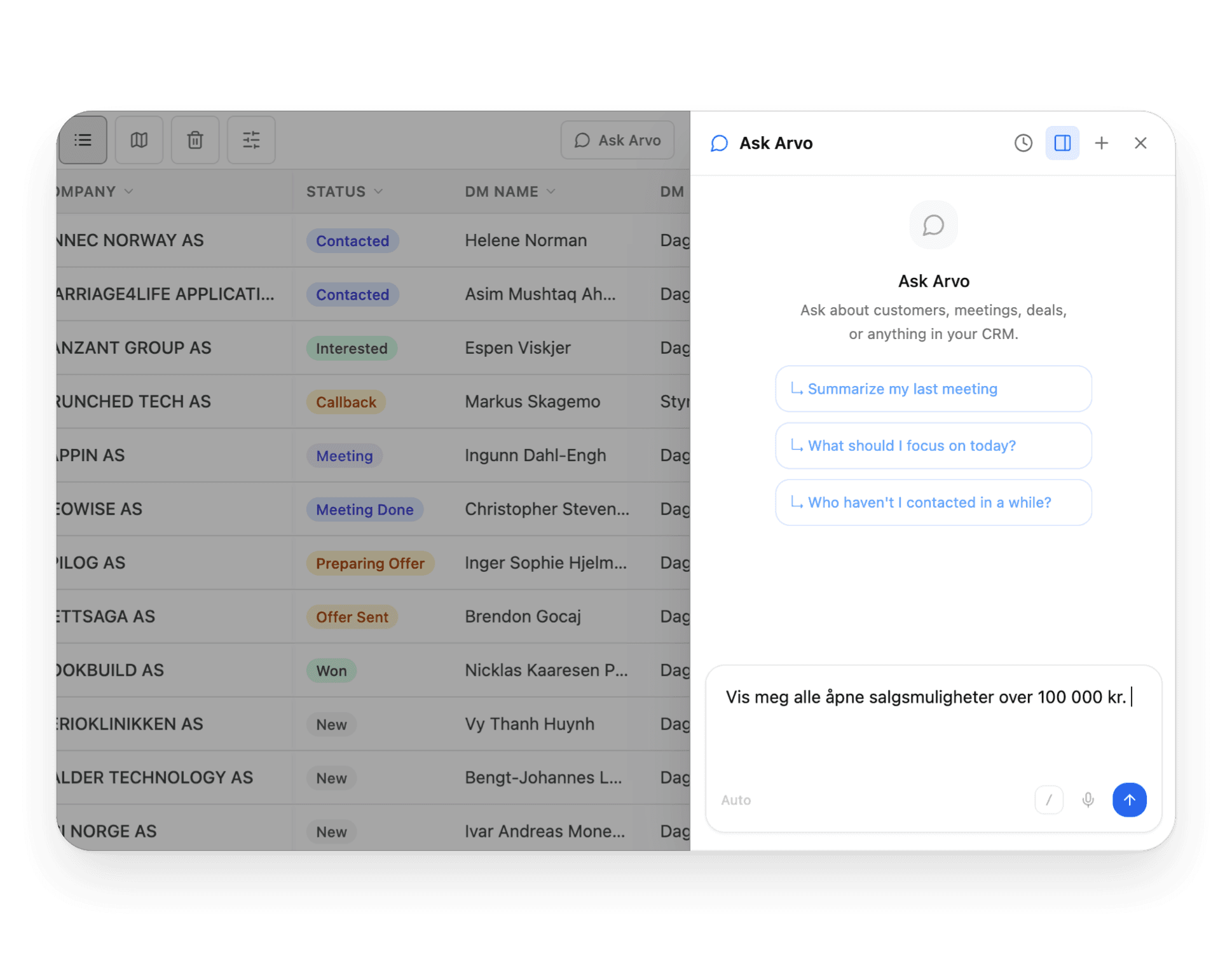 Arvo CRM-system - send e-post