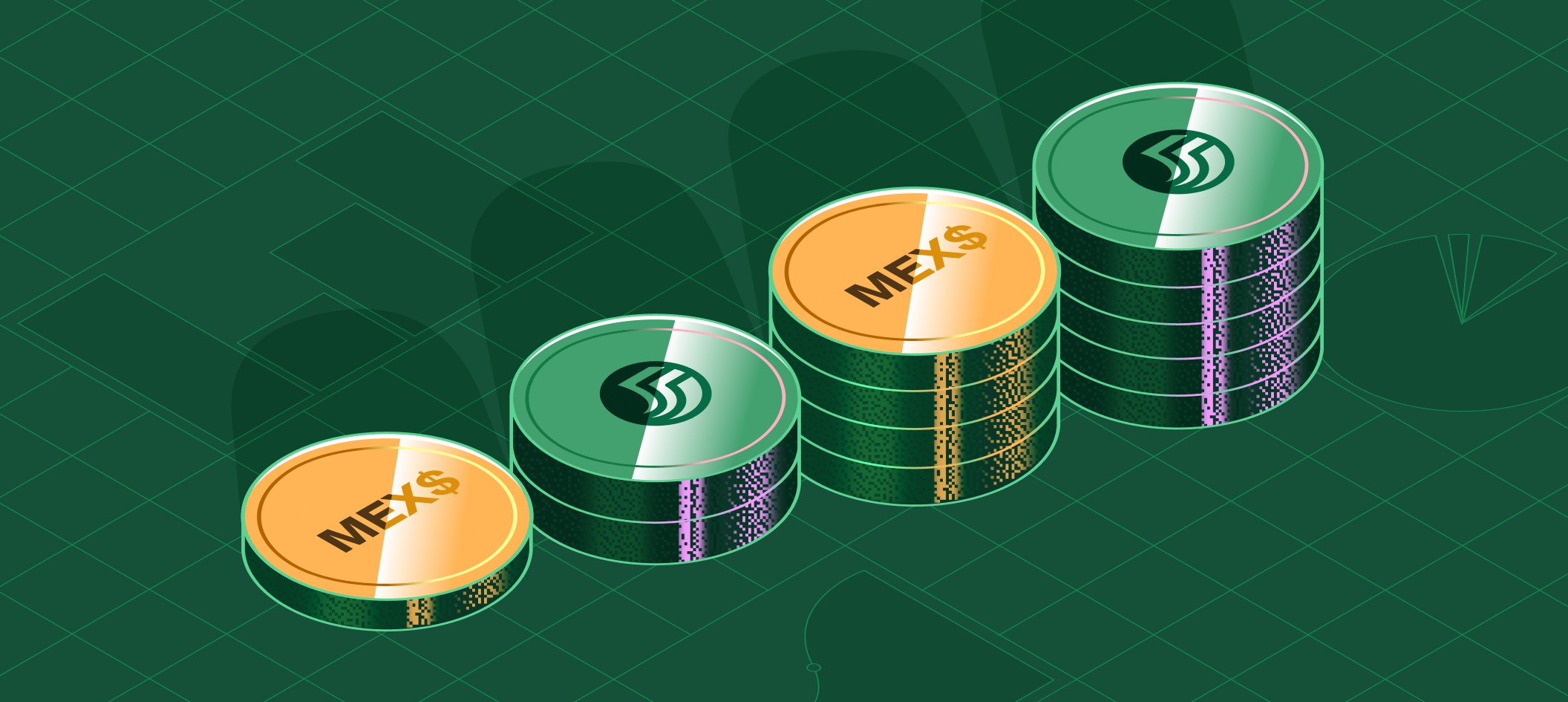 Stylized image of stacks of Mexican Pesos