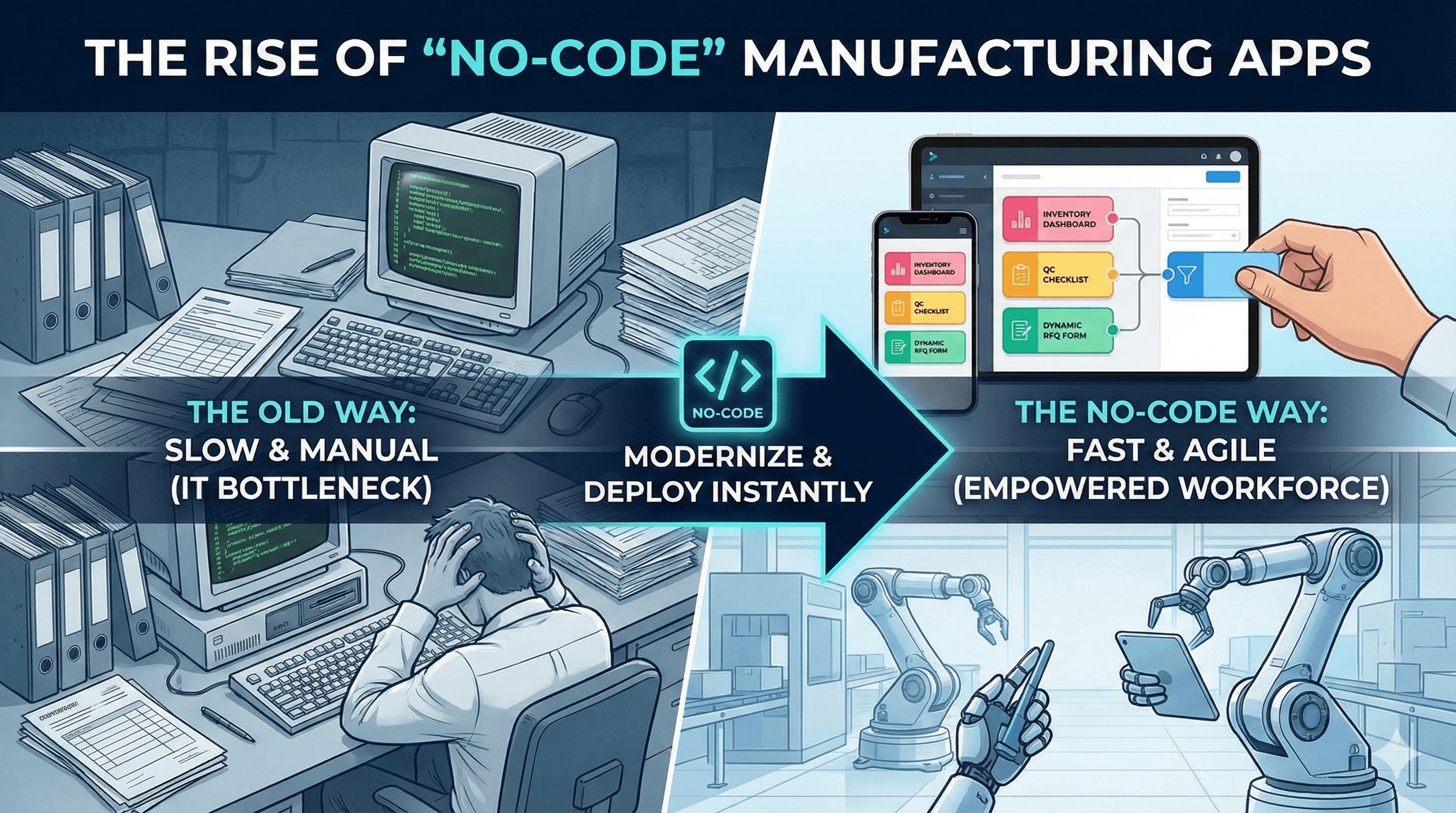 UX UI design, Rise of No-Code Manufacturing Apps