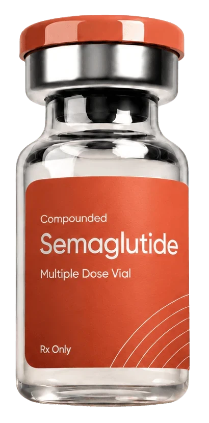 Vial labelled Compounded Semaglutide, Multiple Dose Vial, Rx Only