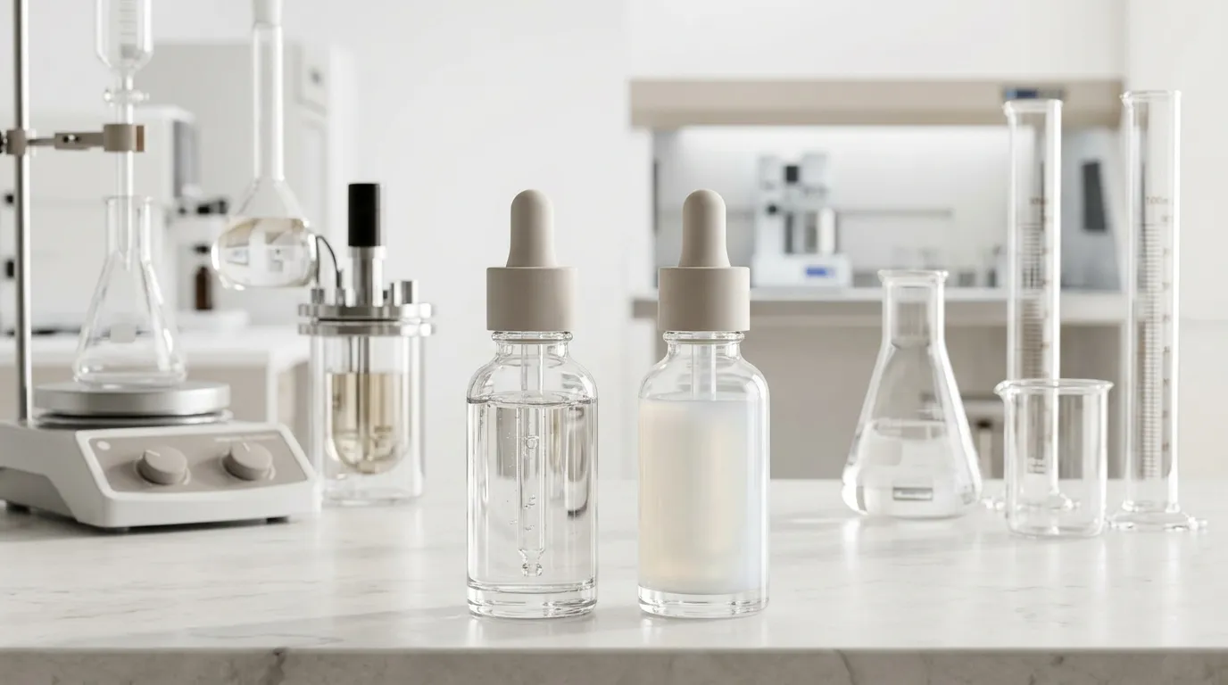Comparison concept between PDRN serum and exosome skincare products for aesthetic clinics