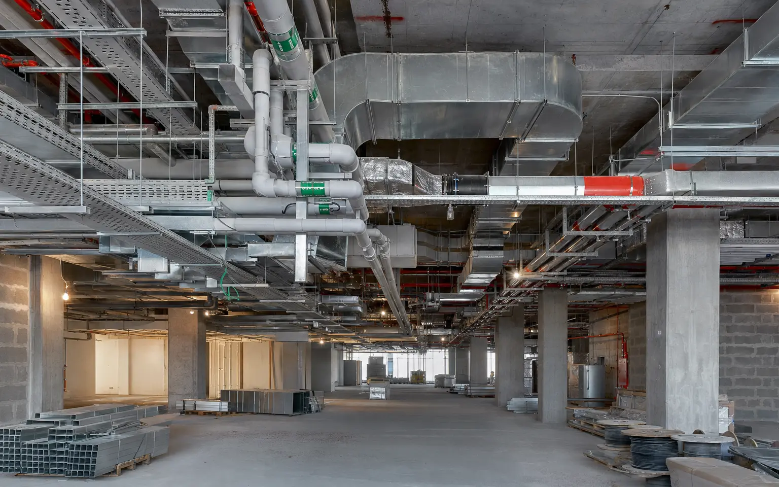 Coordinated building services installed in a complex project