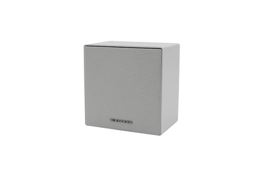 Black smart home device with screen showing time and temp