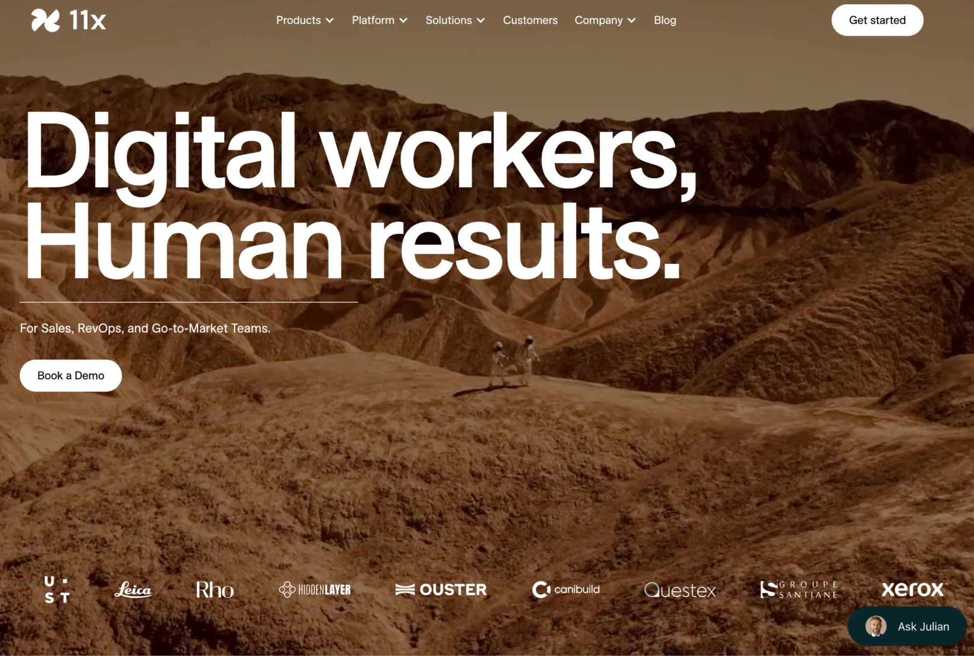 11x.ai homepage: AI digital workers for sales and RevOps outbound