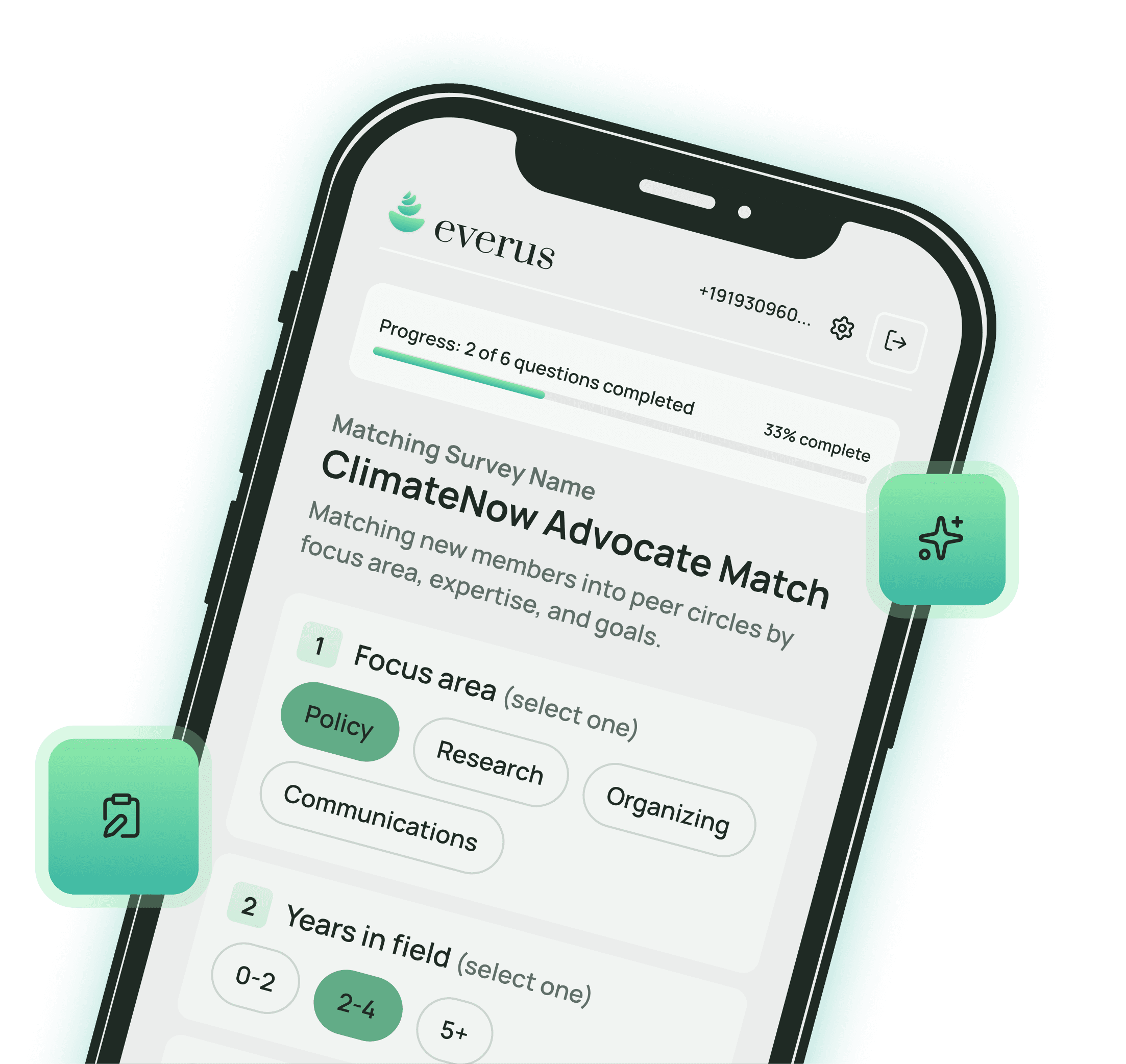 Everus survey displayed on phone
